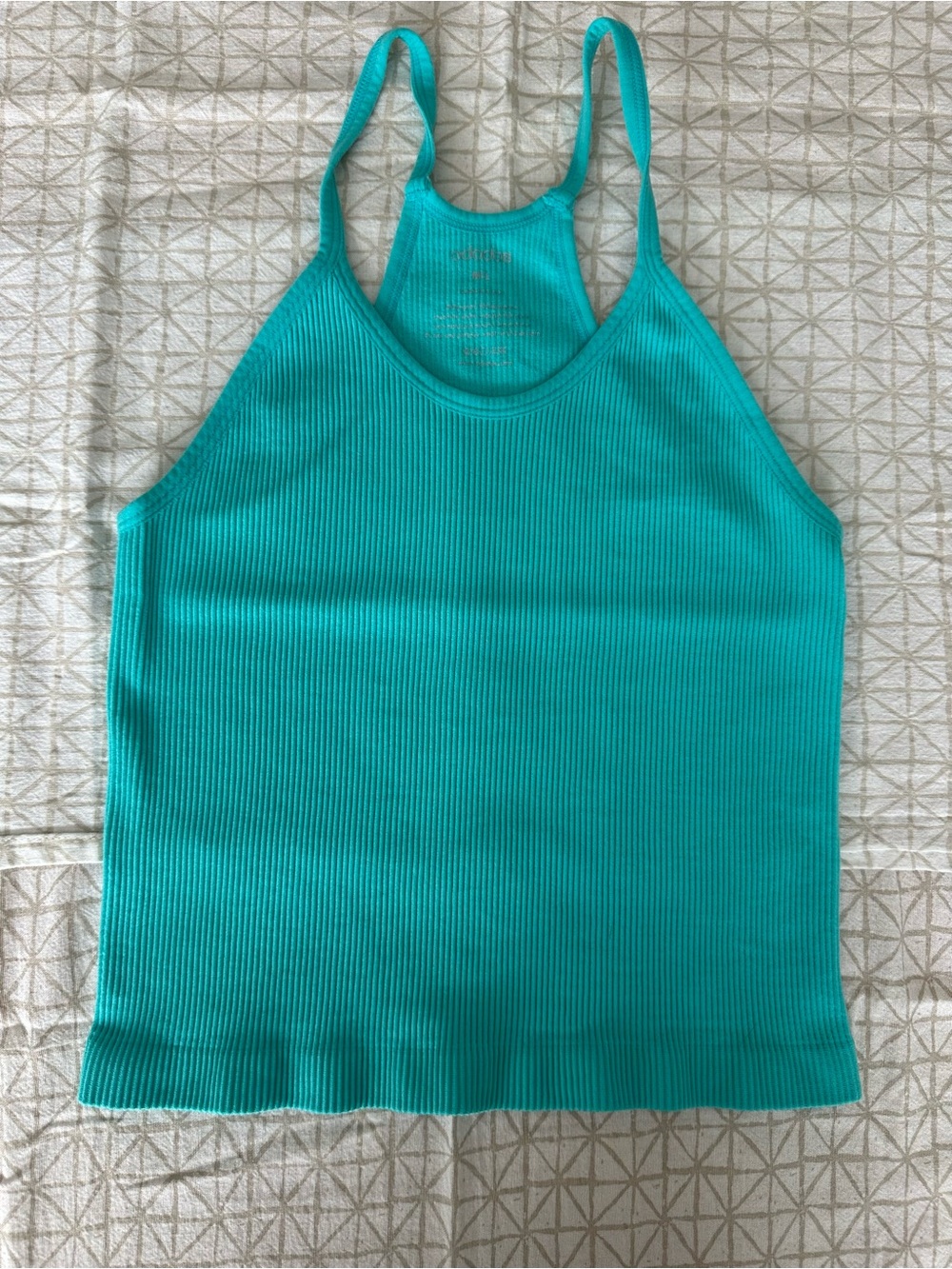 Ododos Ribbed Crop Tank Top in Teal